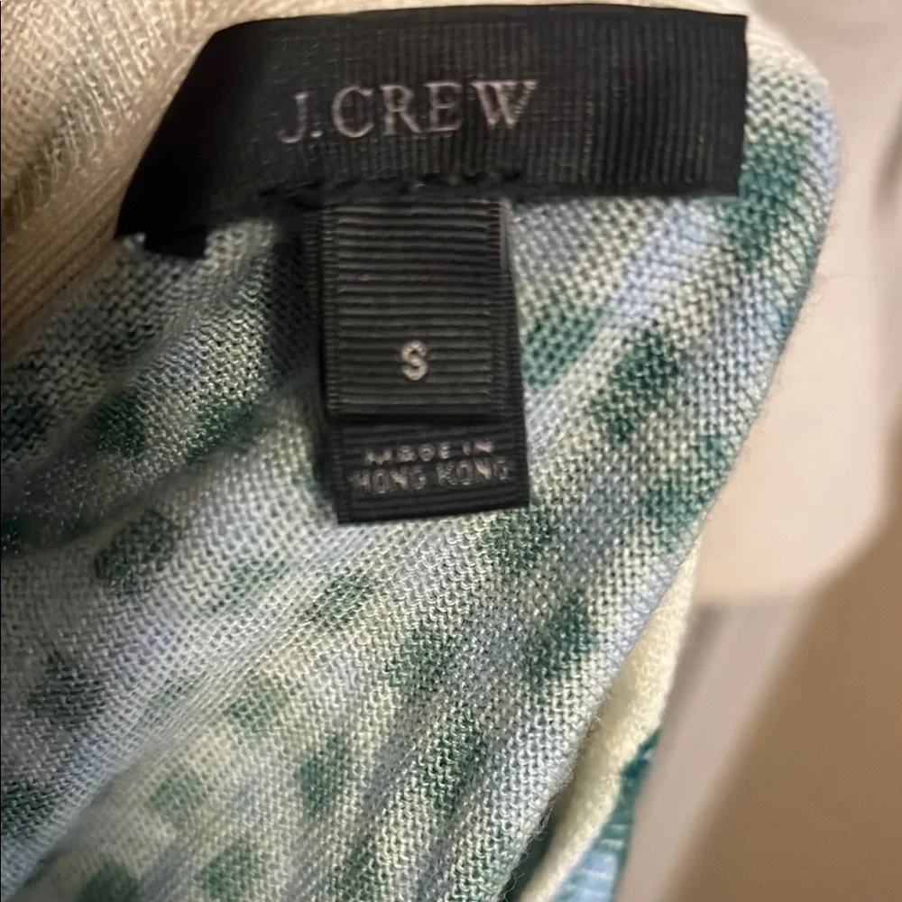 J.Crew Gingham Tippi Green Merino Wool Crew-Neck Lightweight Sweater size S
